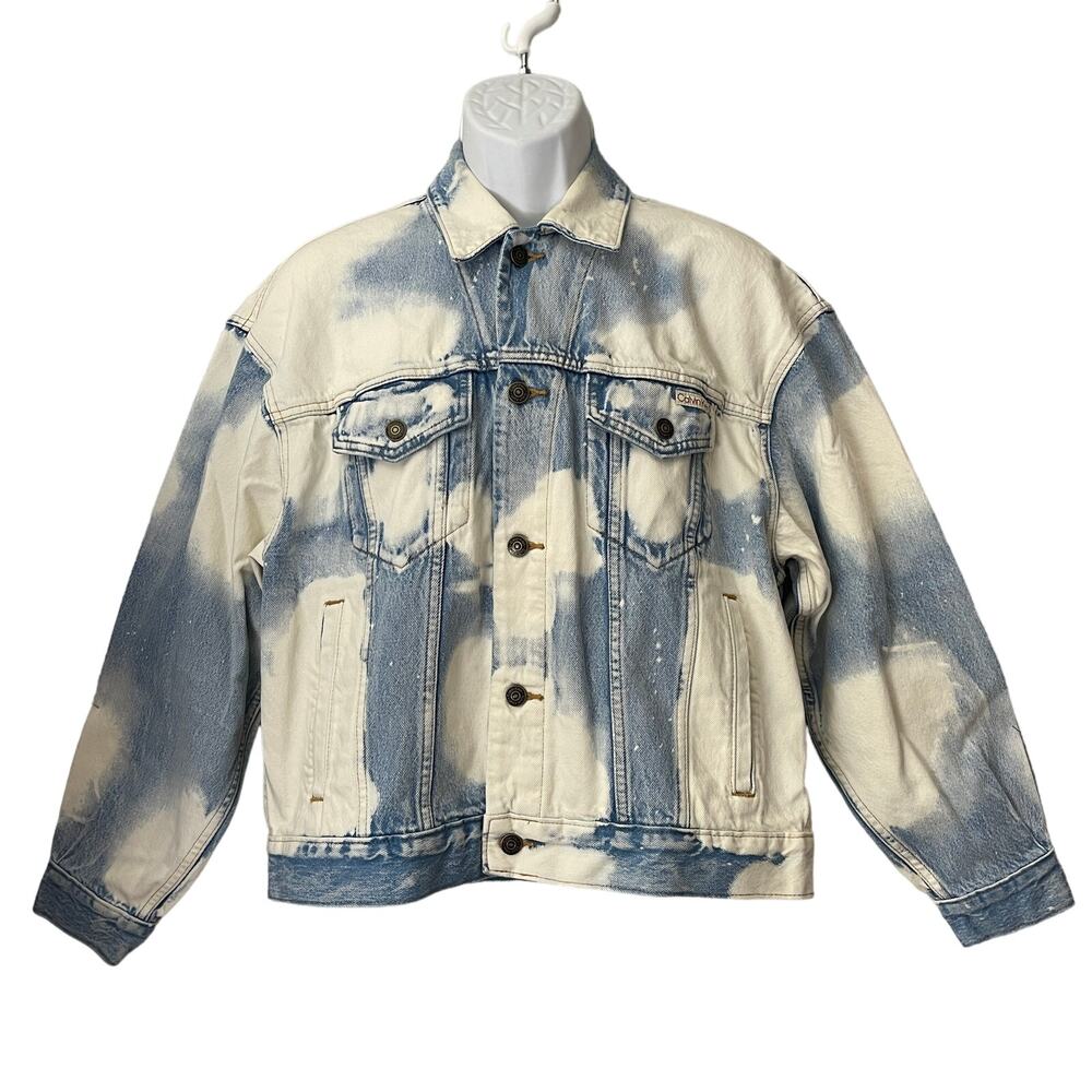 Calvin Klein Big Sky Bleach Wash Denim Trucker Jacket Size Small NWOT
